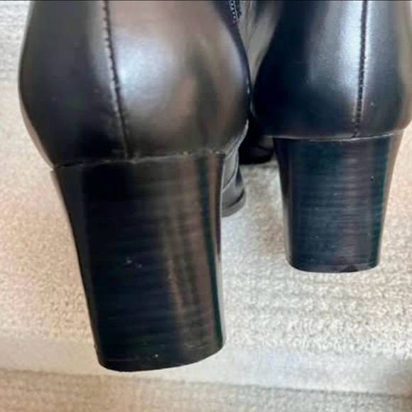 EUC David Tate 11W Black Leather 19” Calf Gusseted 3” Heel Boots Autumn Winter - Picture 5 of 9
